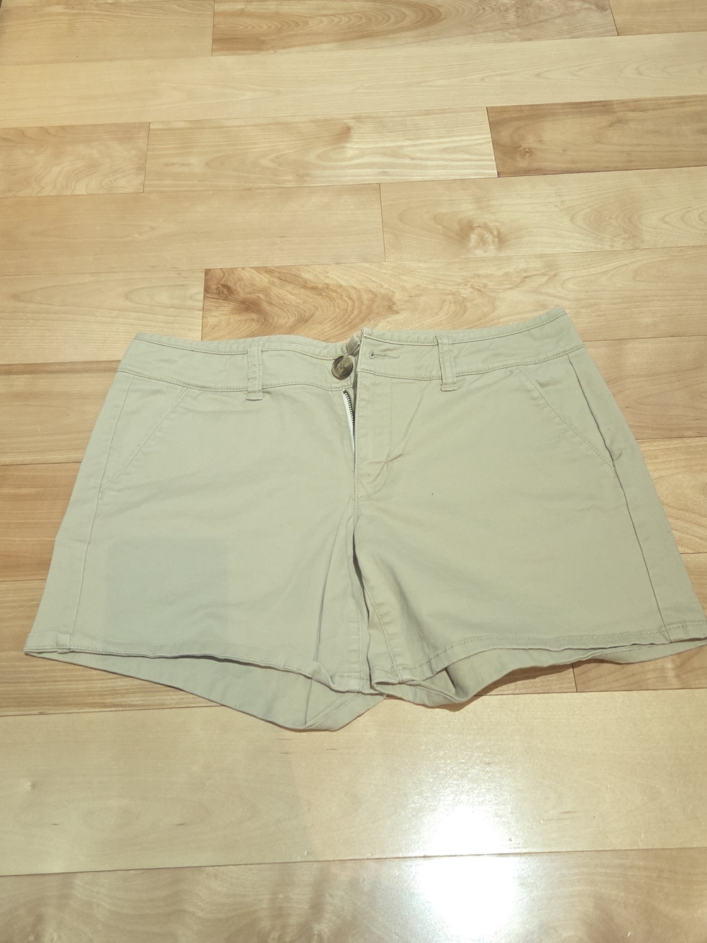 American Eagle Outfitters Women's Khaki Midi Shorts